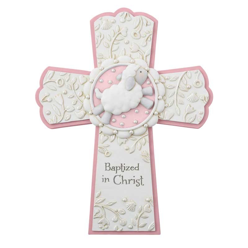 Baptized in Christ Cross Pink