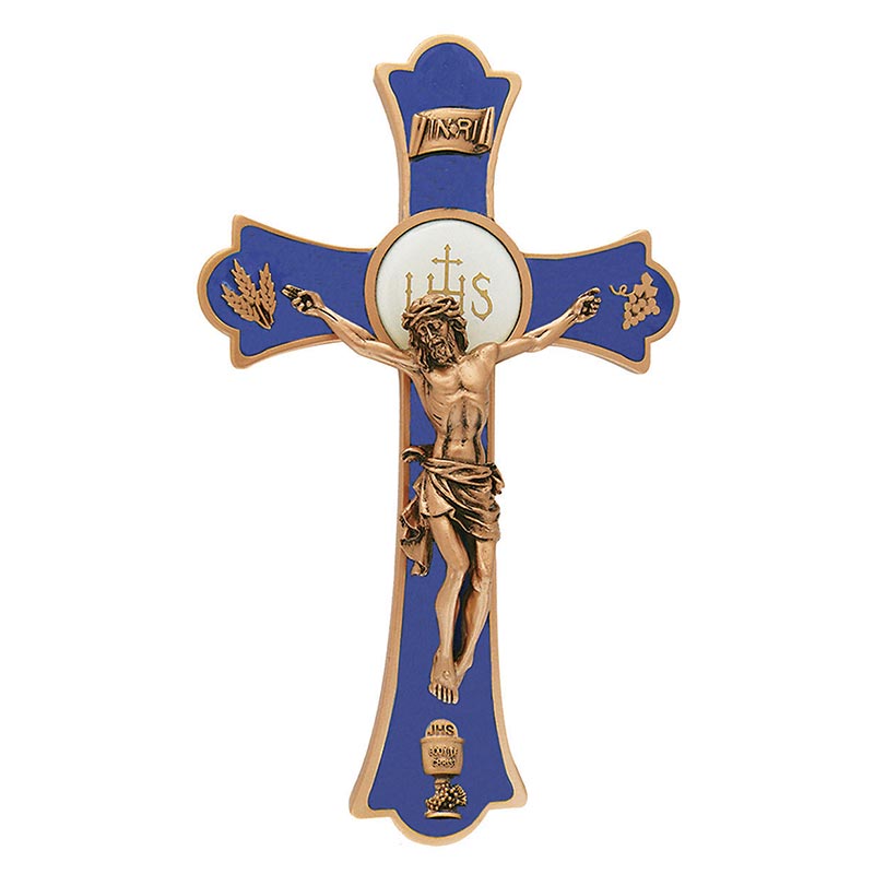 First Communion Holy Mass Crucifix - Blue