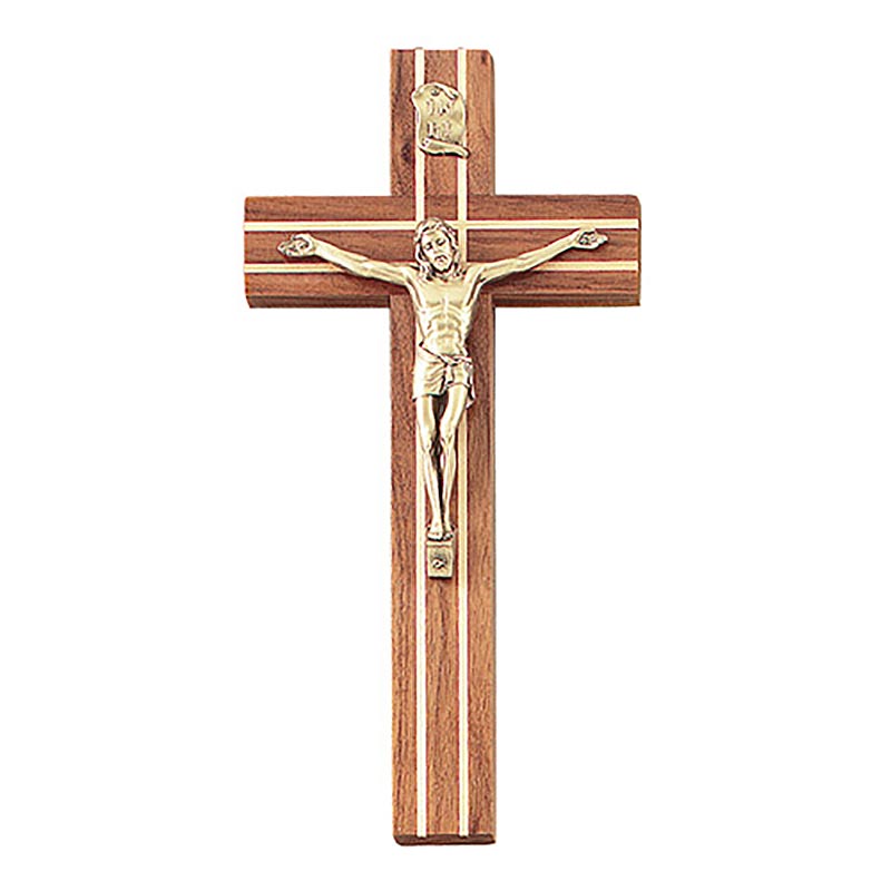Walnut Crucifix with Inlay
