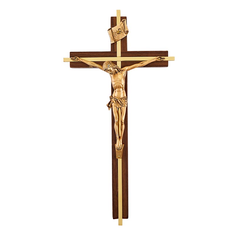 Walnut Crucifix with Inlay