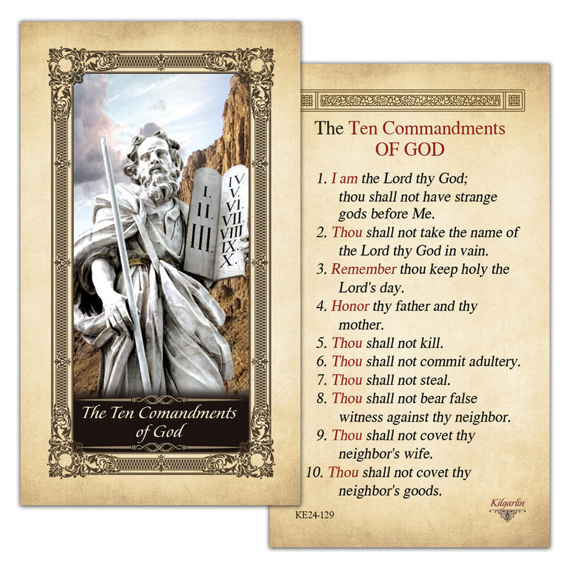 The Ten Commandments of God Kilgarlin Laminated Prayer Card