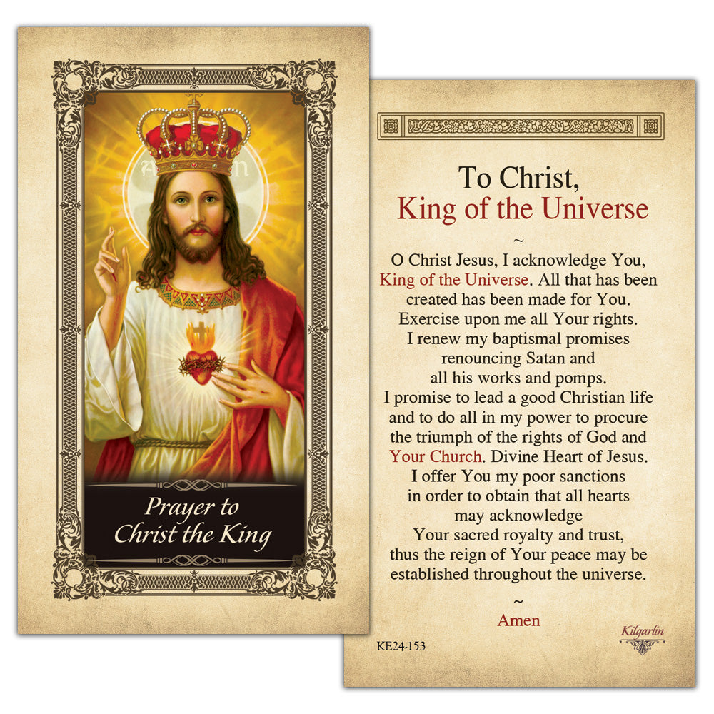 Christ the King Prayer Card back with consecration prayer to Jesus Christ the King