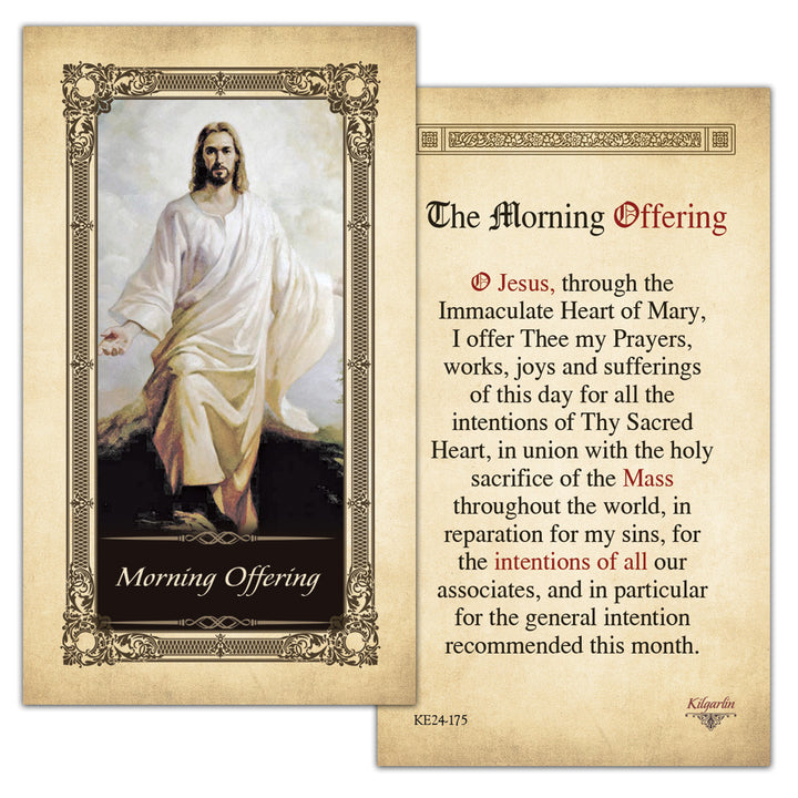 Morning Offering laminated Catholic prayer card with traditional daily offering prayer text