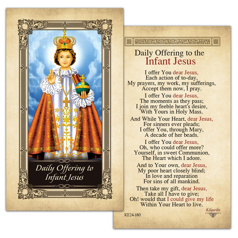 Daily Offering to the Infant Jesus Prayer Card (Laminated) by Kilgarlin