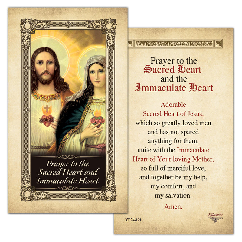 Sacred Heart and Immaculate Heart Prayer Card