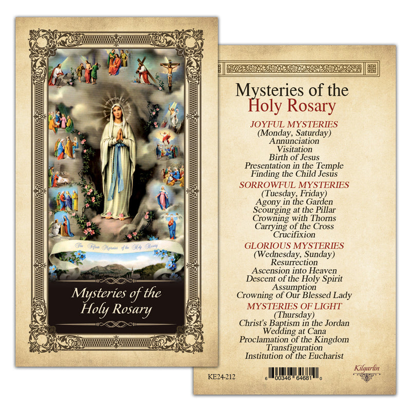 Mysteries of the Holy Rosary Kilgarlin Laminated Prayer Card