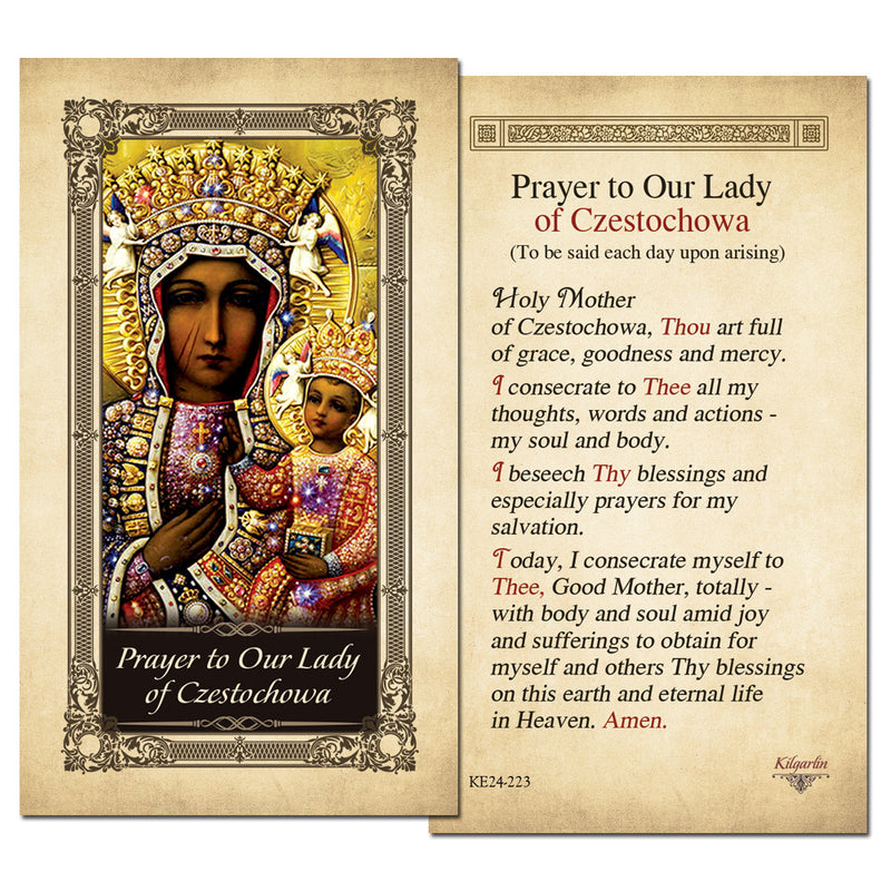 Our Lady of Czestochowa Kilgarlin Laminated Prayer Card
