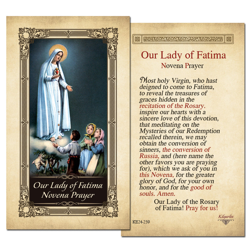 Our Lady of Fatima Novena Kilgarlin Laminated Prayer Card