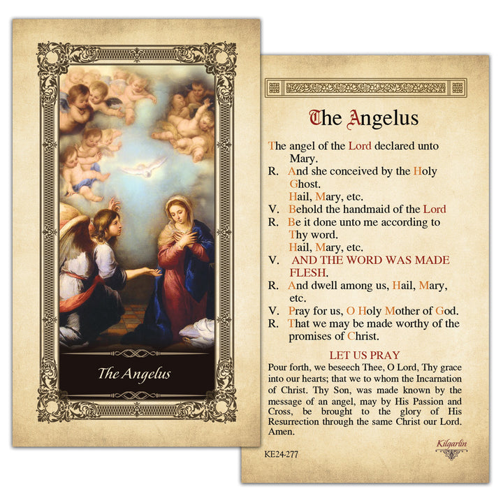 The Angelus Kilgarlin Laminated Prayer Card with traditional Catholic Angelus prayer text for Marian devotion, daily prayer, and parish use.