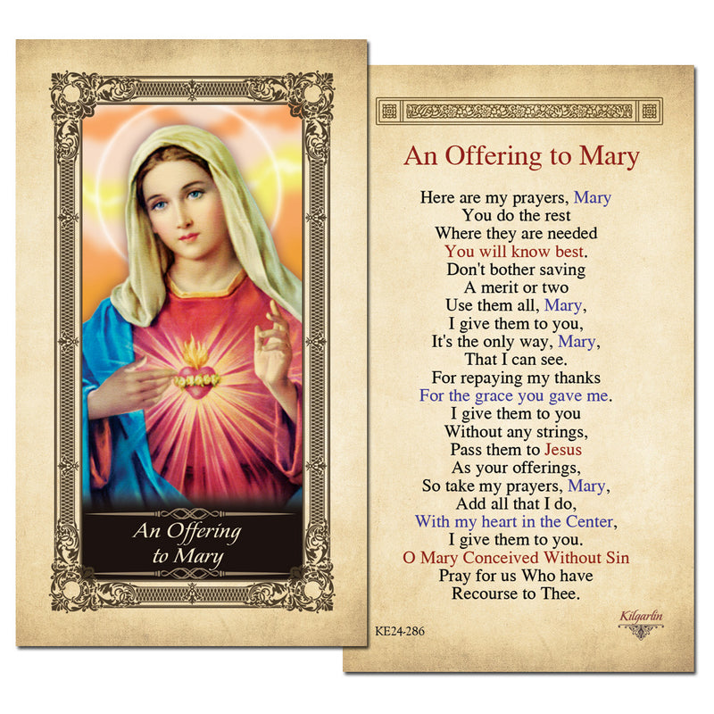 An Offering to Mary Kilgarlin Laminated Prayer Card