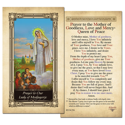 Our Lady of Medjugorje Kilgarlin Laminated Prayer Card