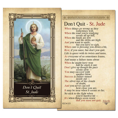 Don't Quit St. Jude Kilgarlin Laminated Prayer Card