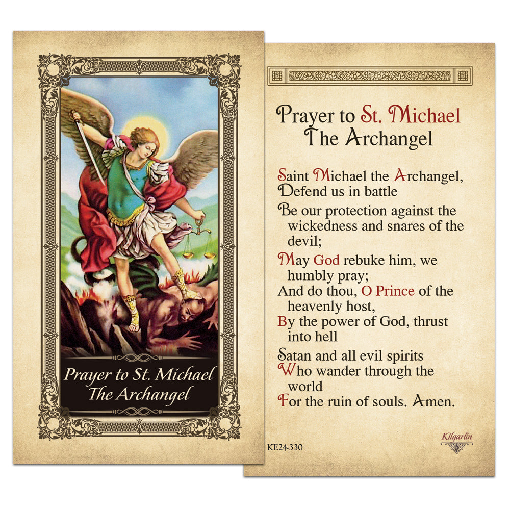 Prayer to St. Michael the Archangel laminated Catholic prayer card with protection prayer text