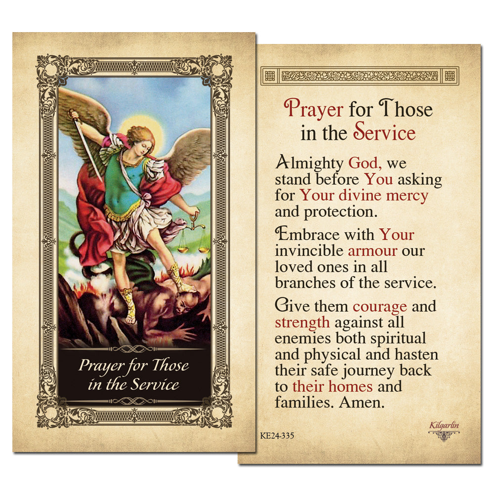 Military service laminated Catholic prayer card with protection and safe return prayer text