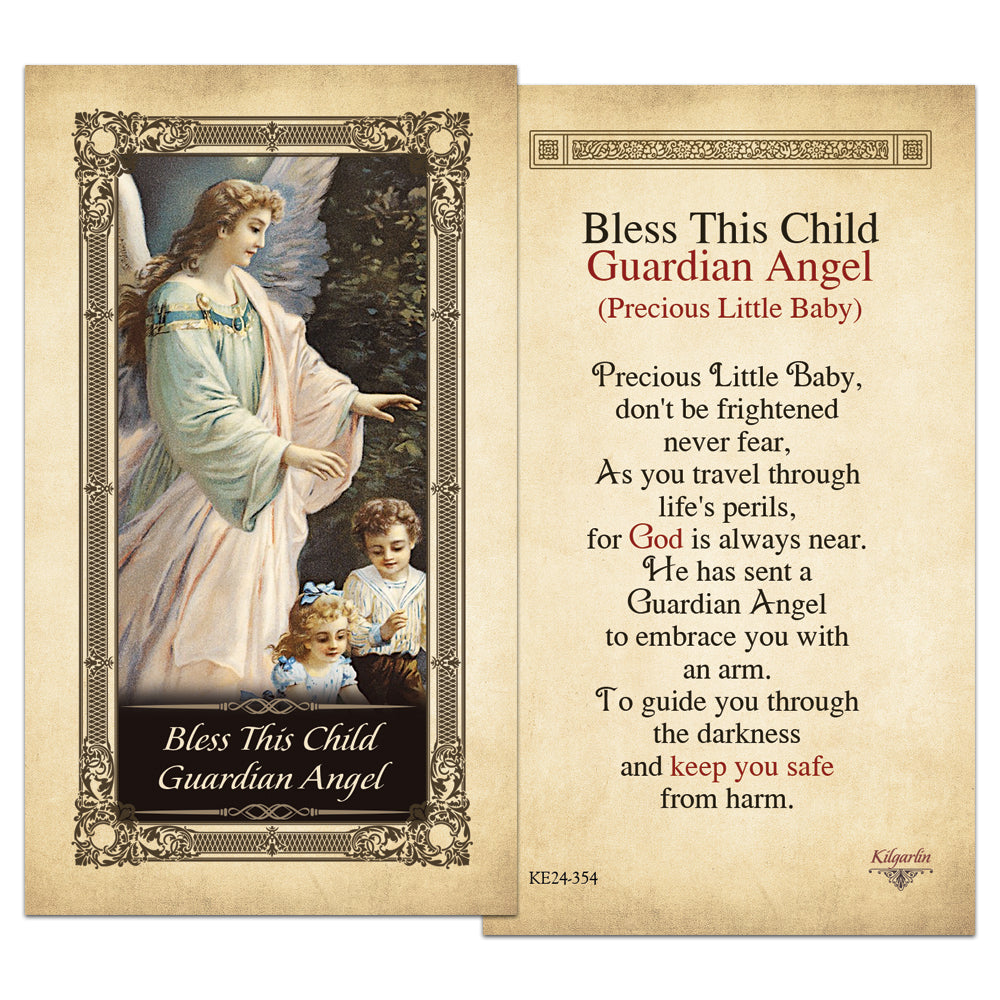 Bless This Child Guardian Angel laminated Catholic prayer card with child protection prayer text