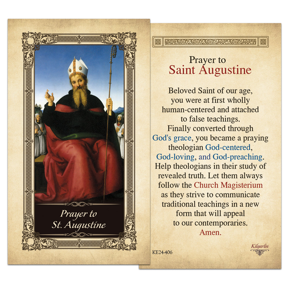 St. Augustine Catholic prayer card for theologians students and catechists