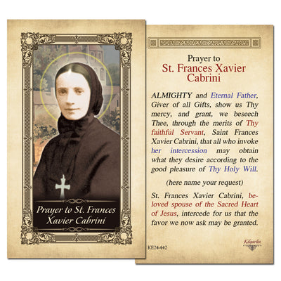 St. Frances Xavier Cabrini Prayer Card