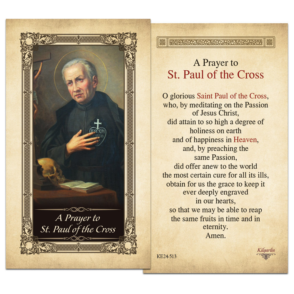 Saint Paul of the Cross Kilgarlin Laminated Prayer Card