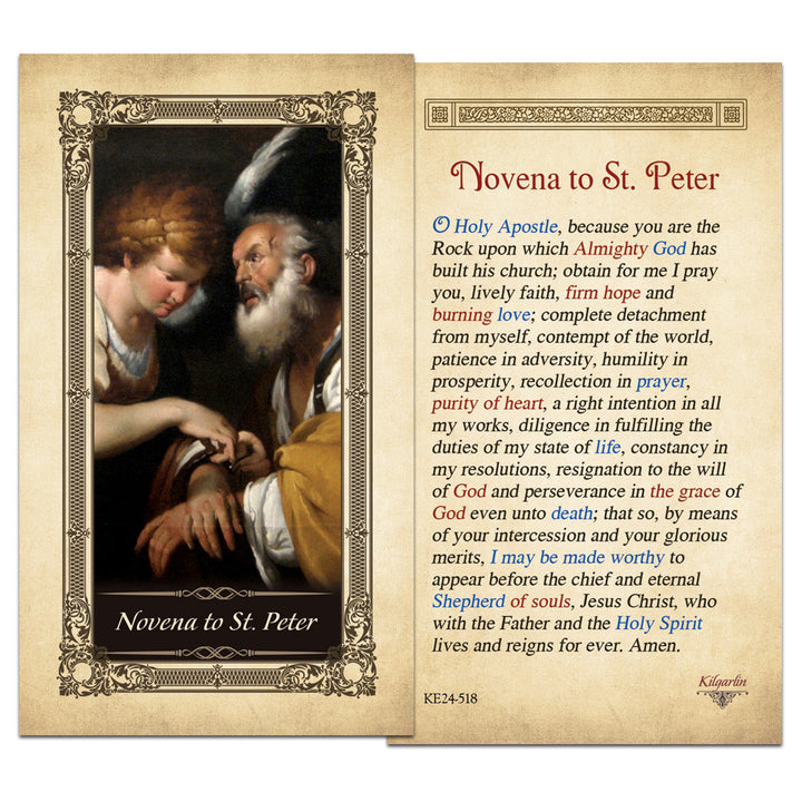 St. Peter Catholic novena prayer card for faith hope love and perseverance
