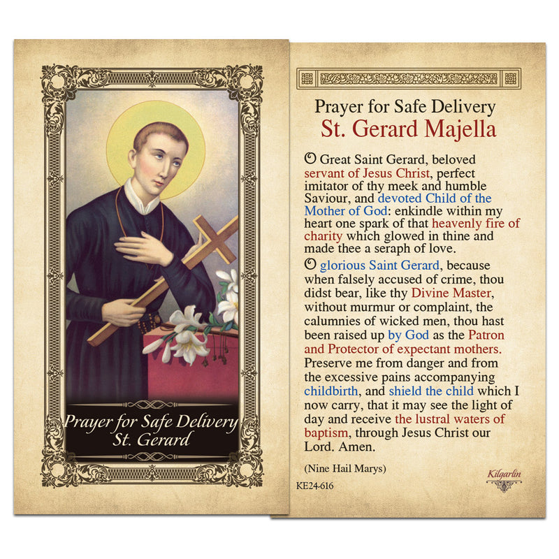 Prayer for Safe Delivery St. Gerard Kilgarlin Laminated Prayer Card