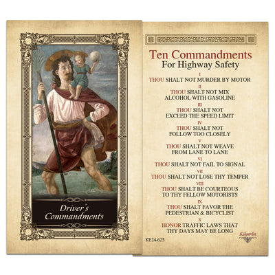 Driver's Commandments Kilgarlin Laminated Prayer Card