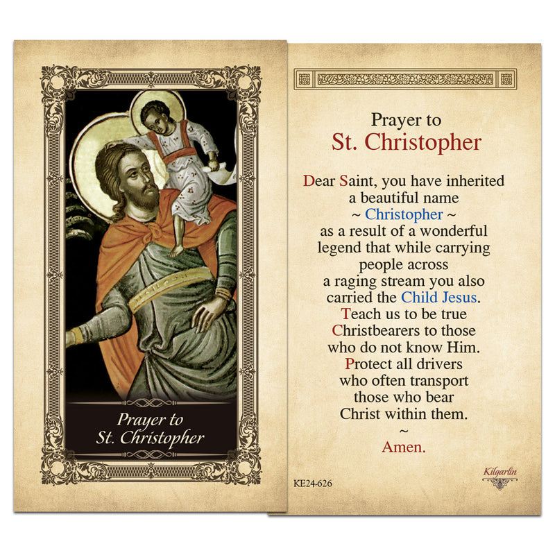 St. Christopher Kilgarlin Laminated Prayer Card