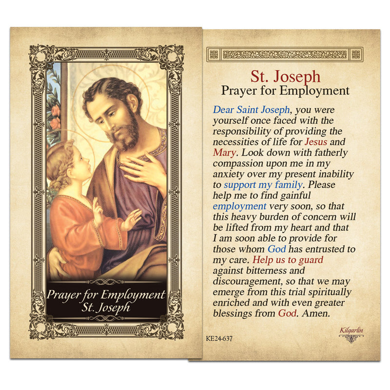 Prayer for Employment St. Joseph Kilgarlin Laminated Prayer Card