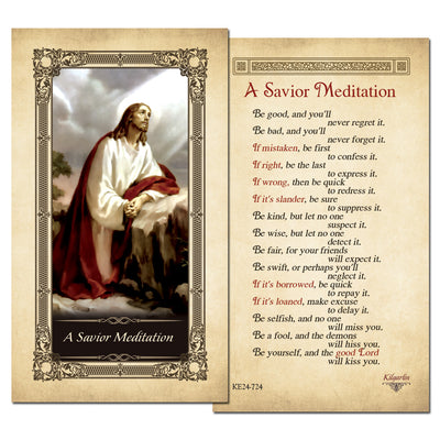A Savior Meditation Kilgarlin Laminated Prayer Card