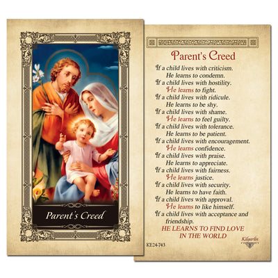 Parent's Creed Kilgarlin Laminated Prayer Card