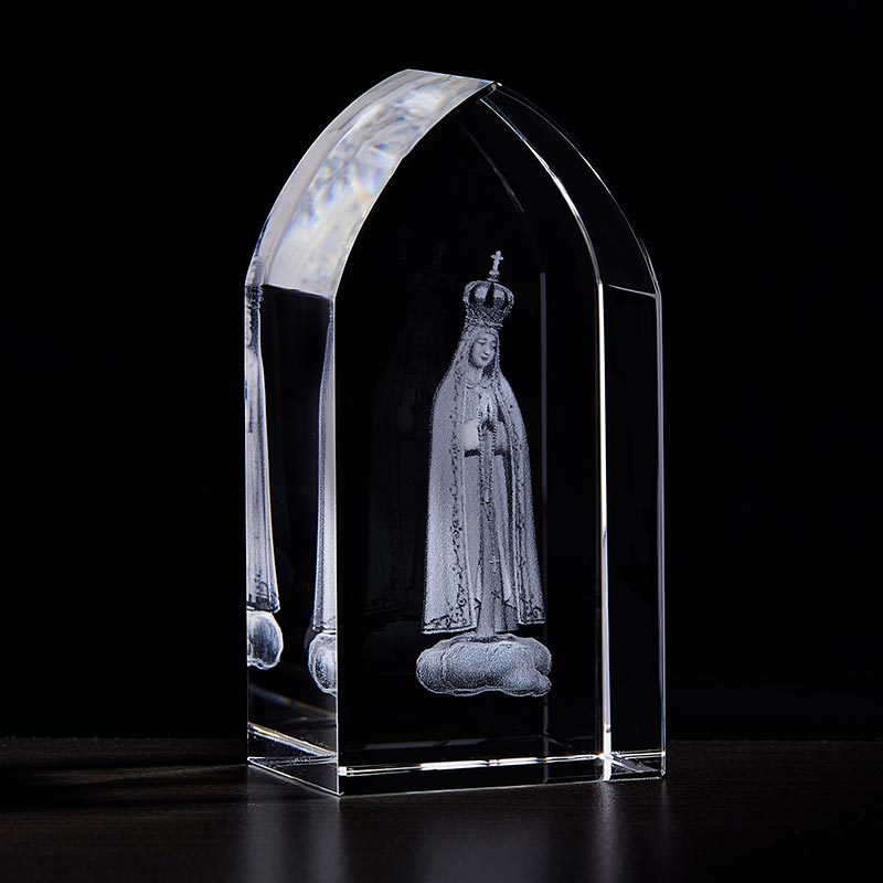Arched Etched Glass Our Lady of Fatima
