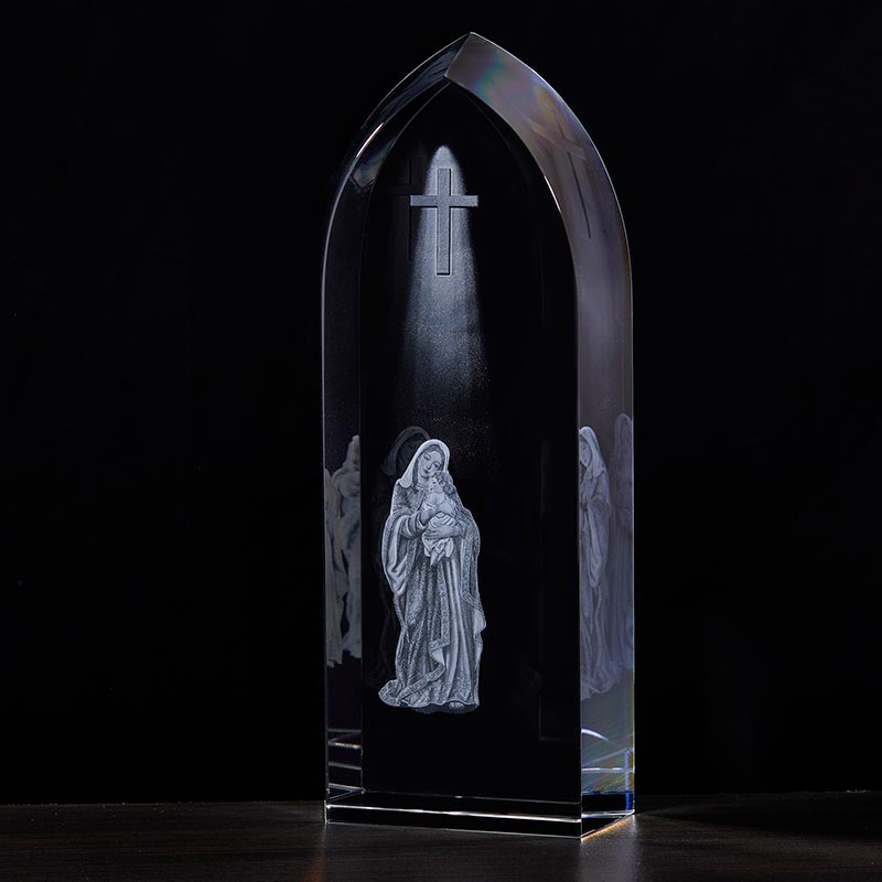 Tall Madonna and Child Etched Glass