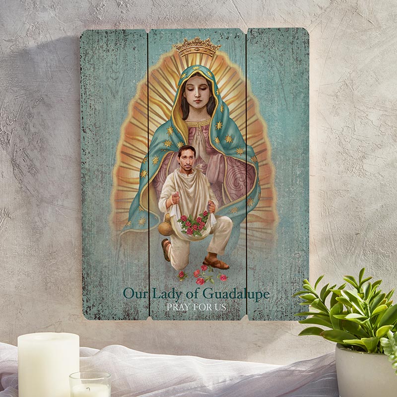 Our Lady of Guadalupe with Juan Diego Pallet Sign