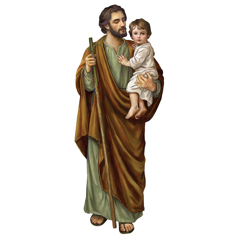 Saint Joseph and Child Wall Plaque with Sawtooth Hanger
