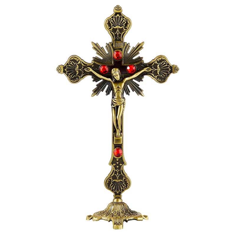 Ornate Brass Standing Crucifix