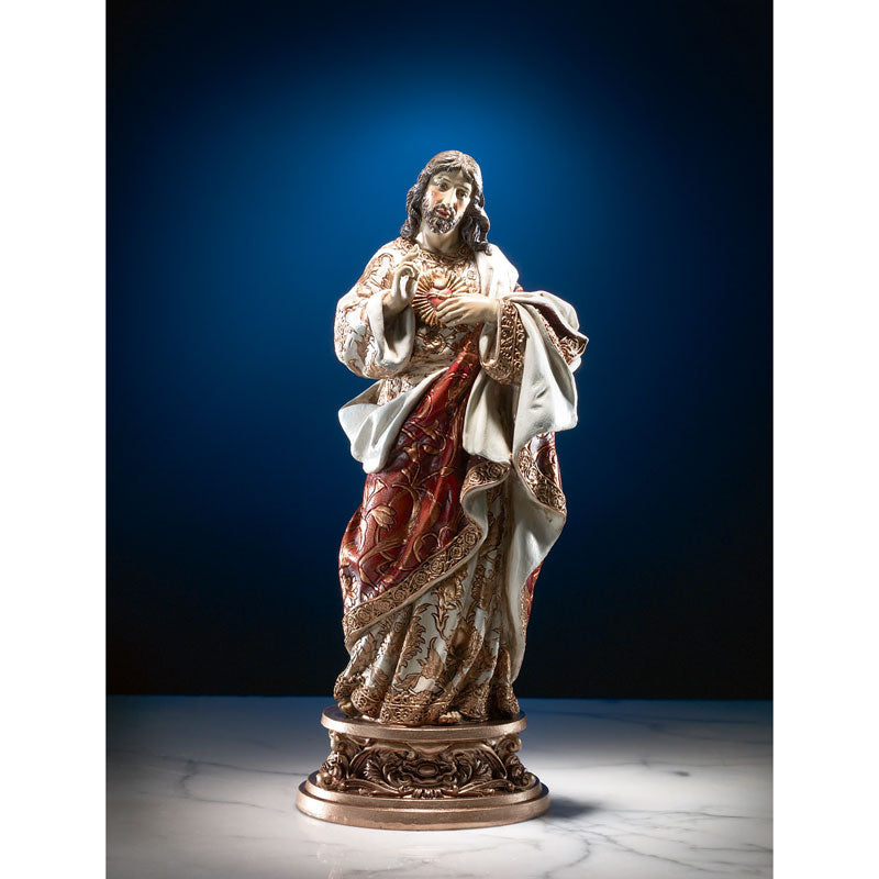 Sacred Heart of Jesus Statue with Ornate Base