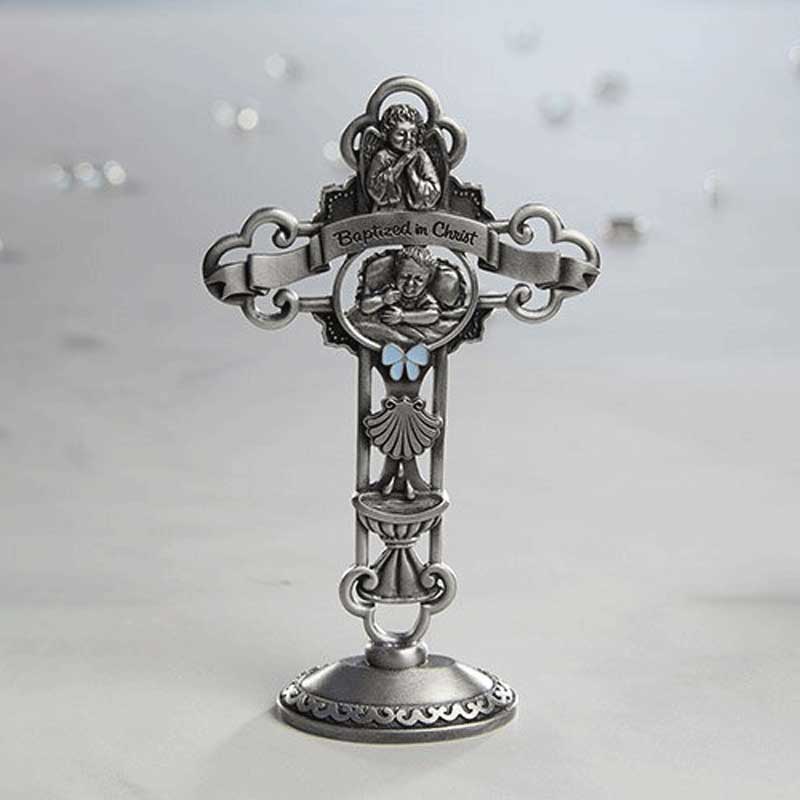 Enamel Cross- Baby Boy Hand sculpted and finely detailed, this Sacramental cross is a great memorable gift for special occasions. Comes gift boxed for easy gift-giving.