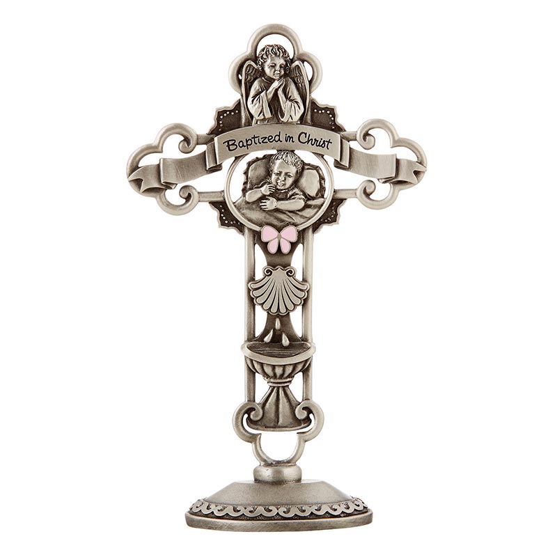 Enamel Cross- Baby Girl Hand sculpted and finely detailed, this Sacramental cross is a great memorable gift for special occasions. Comes gift boxed for easy gift-giving.
