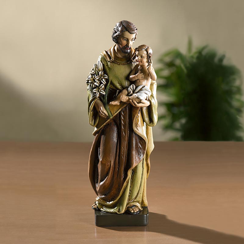 8"H Saint Joseph with Child Statue