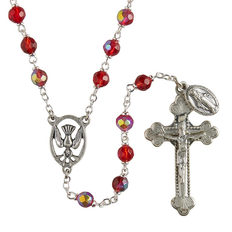 Italian Confirmation Lock-Link Rosary - Ruby