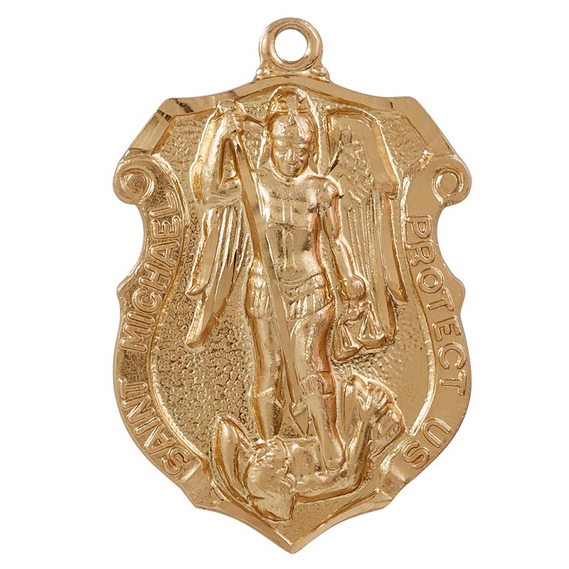 24kt Gold Plate Over Sterling Saint Michael Medal