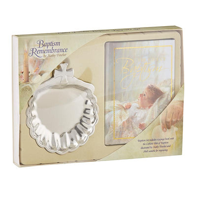 Kathy Fincher Baptism Gift Set , from the heart and soul of renowned children's artist Kathy Fincher, makes the ideal baptismal remembrance. The 64-page full-color book includes the Catholic Rite of Baptism and features Kathy's artwork on every page.