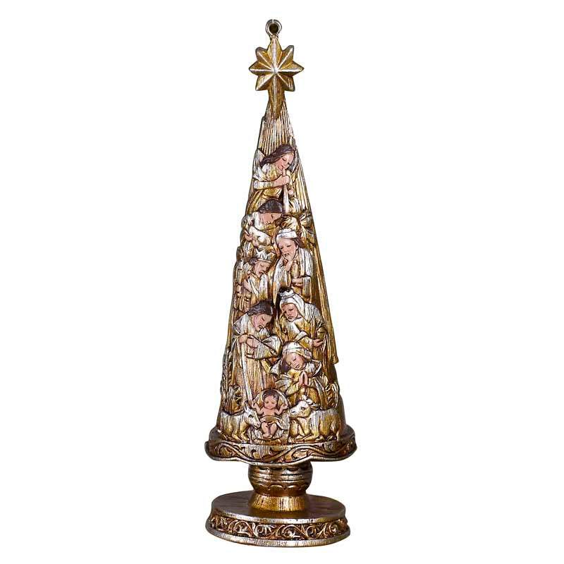 Metallic Nativity Christmas Tree 5" Ornament