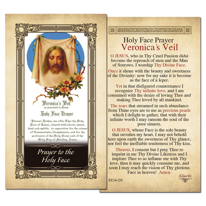 Holy Face Prayer Card back with Veronica&