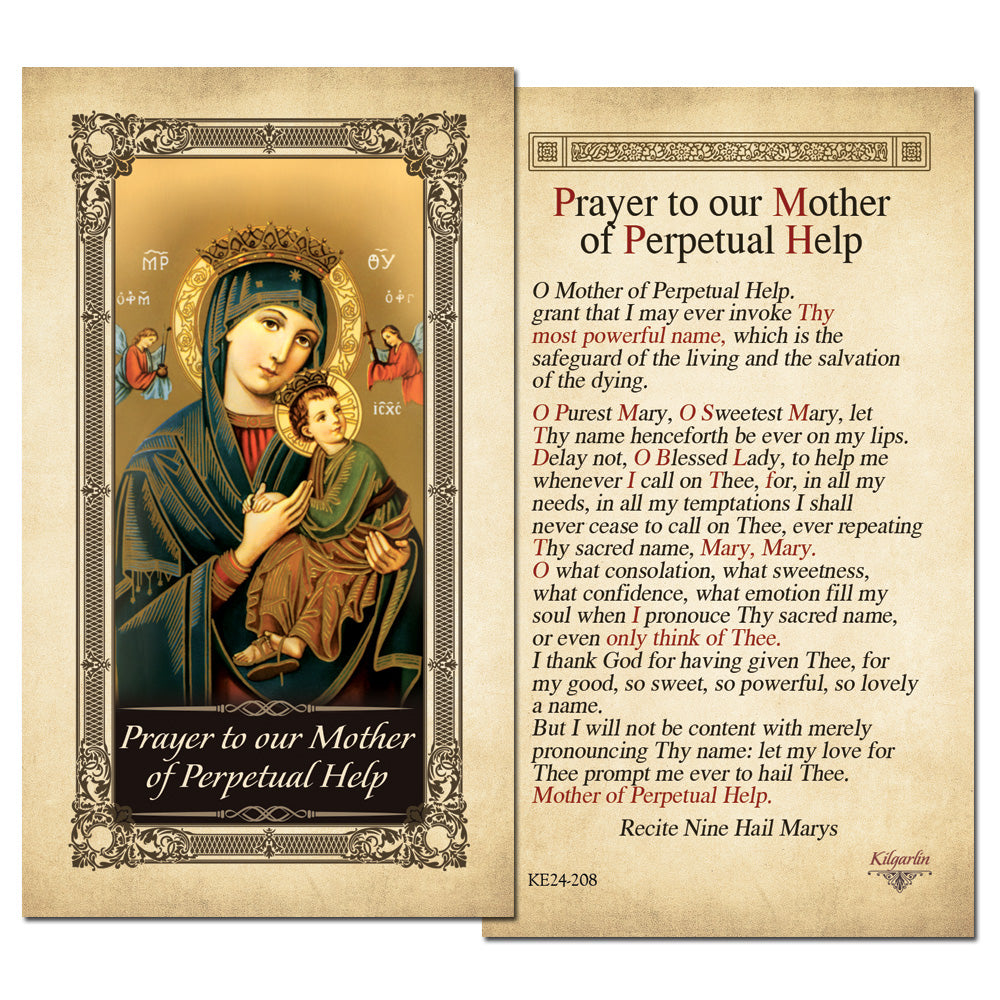 Our Mother of Perpetual Help Kilgarlin Laminated Prayer Card - ShopCatholic