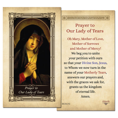 Our Lady of Tears Kilgarlin Laminated Prayer Card