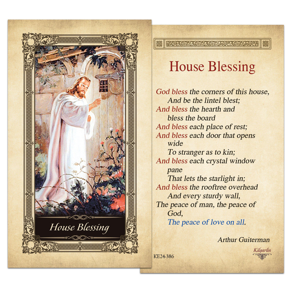 House Blessing Kilgarlin Laminated Prayer Card with full prayer text by Arthur Guiterman, ideal for Catholic housewarming gifts and home blessings.