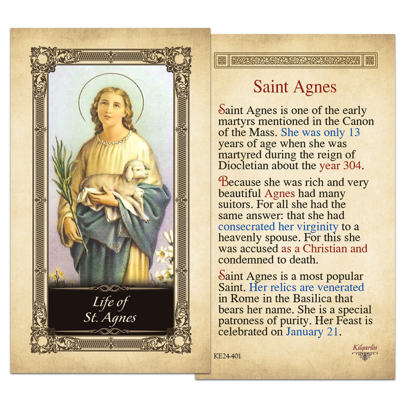 Life of St. Agnes Kilgarlin Laminated Prayer Card