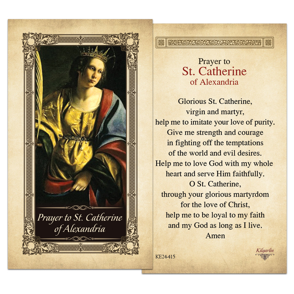 St. Catherine of Alexandria laminated Catholic prayer card with full prayer text