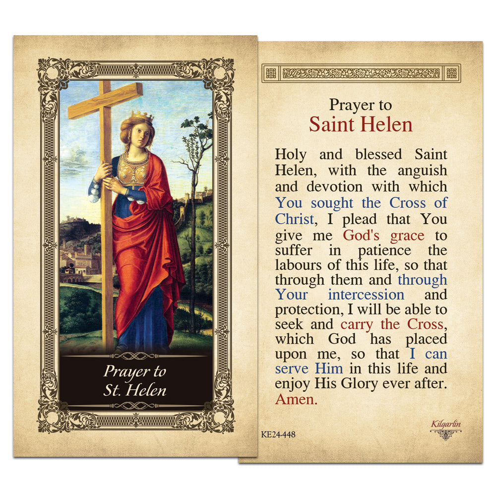 St. Helen Catholic prayer card with prayer for patience, protection and carrying the Cross