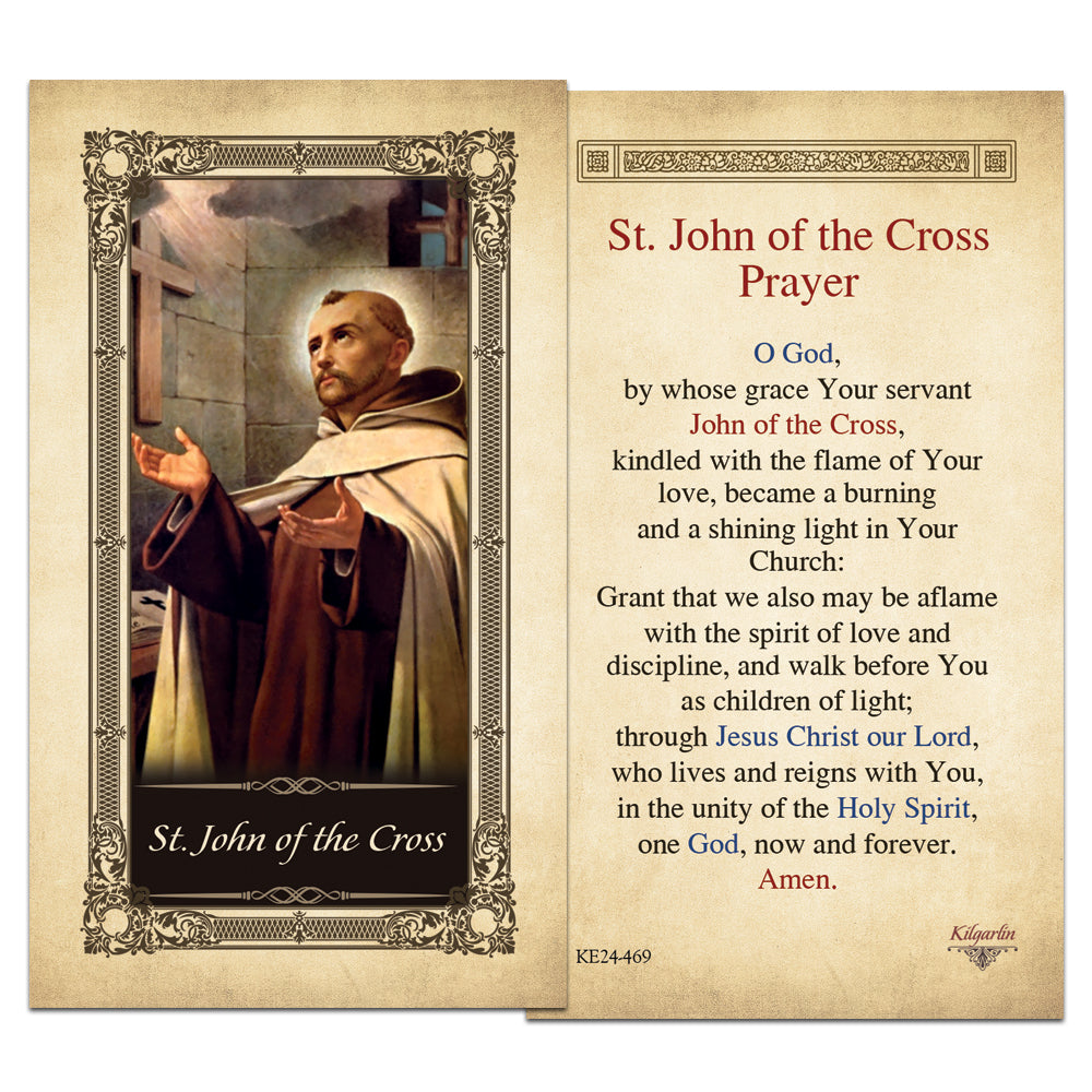 St. John of the Cross Catholic prayer card with prayer for love discipline and spiritual light